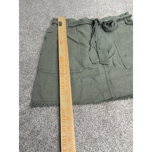 Coastal Gorpcore Cloth & Stone cargo Mini Skirt Sz M Linen Belted Tie Frayed Hem - Picture 11 of 12